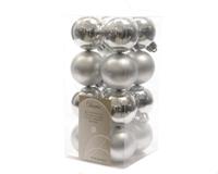 16 Kerstballen plastic glans-mat 40mm zilver KSD - Ksd - thumbnail