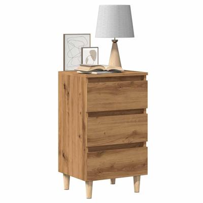 Nachtkastje 40x35x69 cm bewerkt hout artisanaal eikenkleur