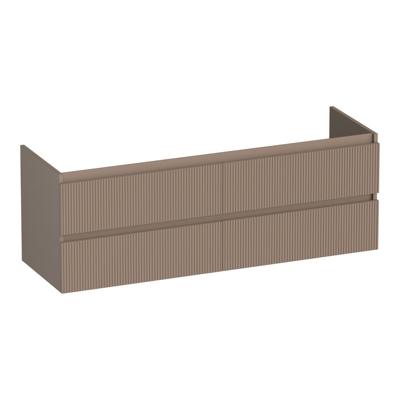 Brauer Joy Wavy - Onderkast - 140 cm - met 4 Softclose Lades Greeploos en 2 Sifon Uitsparingen - Mat Mokka