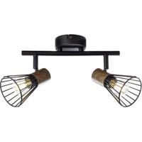 Brilliant Landelijke plafondlampManama 2-lichts zwart met houtbruin - 78113/76 - thumbnail