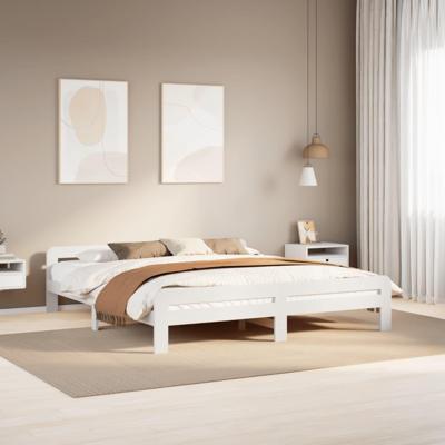 Bedframe zonder matras massief grenenhout wit 200x200 cm Bedframe zonder matras massief grenenhout wit 200x200 cm