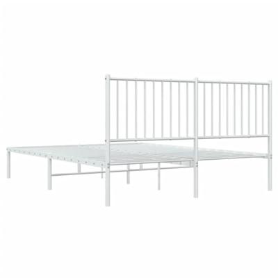 Bedframe met hoofdeinde staal wit 208x168x90,5 cm - thumbnail