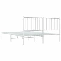 Bedframe met hoofdbord metaal wit 160x200 cm - thumbnail