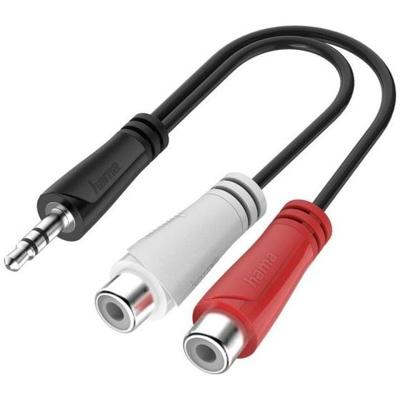 Hama 00200350 Jackplug / Cinch Audio Aansluitkabel [1x Cinch-koppeling - 1x Jackplug male 3,5 mm] 0.15 m Zwart