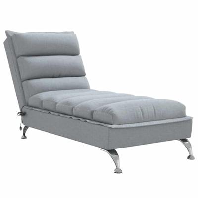 Massage chaise longue met kussens stof lichtgrijs