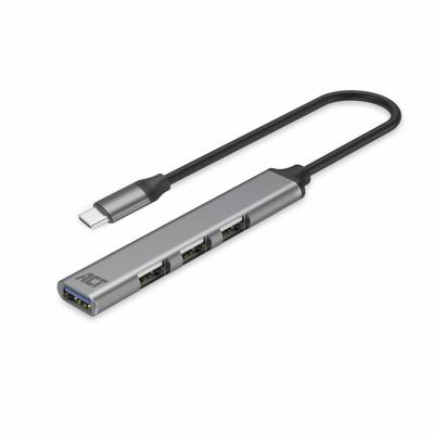 ACT AC6425 USB-C Hub | 3x USB-A 480Mbps | 1x USB-A 5Gbps | Aluminium | Kabellengte 18 cm
