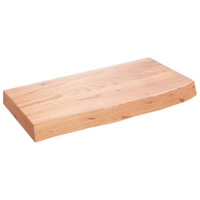 Wandschap 60x30x(2-6) cm behandeld massief eikenhout lichtbruin