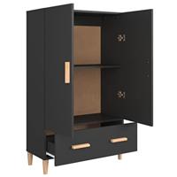 Hoge kast 70x31x115 cm bewerkt hout zwart - thumbnail
