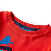 Kindershirt met lange mouwen wilde dierenprint 104 rood - thumbnail