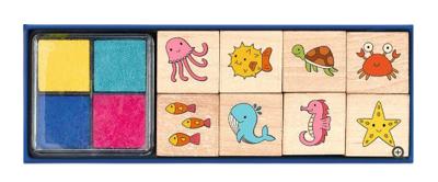Moses stempelset zeedieren junior 12,5 x 3,5 cm hout 9-delig