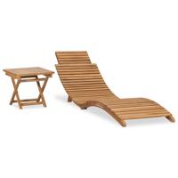 Ligbed met inklapbare tafel massief teakhout - thumbnail