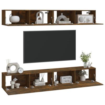 Tv-wandmeubels 4 st 100x30x30 cm gerookt eiken