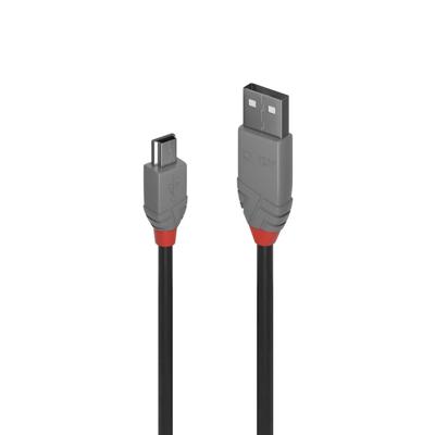 LINDY 36724 USB-kabel USB 2.0 USB-A stekker, USB-mini-B stekker 3.00 m Zwart
