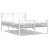 Bedframe met hoofd- en voeteneinde metaal wit 150x200 cm - thumbnail