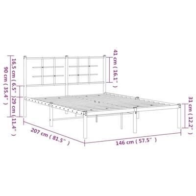 Bedframe met hoofdbord metaal zwart 140x200 cm