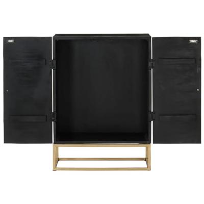 Dressoir 55x34x75 cm massief mangohout en ijzer zwart