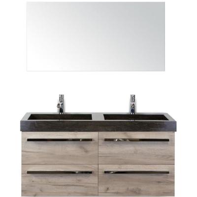 Seville Badmeubelset 120 cm - 4 Laden Craft Oak - Wastafel Lucca Dubbel met Spiegel
