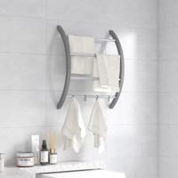 VidaXL Handdoekenrek met haken 56x16x72 cm aluminium zilverkleurig - thumbnail