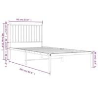 Bedframe met hoofdbord metaal wit 90x200 cm - thumbnail