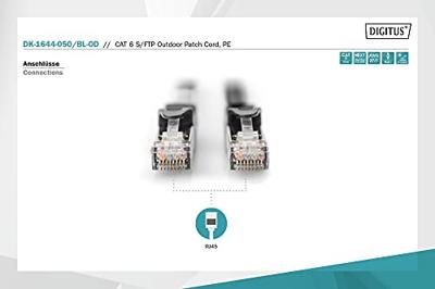 Digitus DK-1644-050/BL-OD RJ45 Netwerkkabel, patchkabel CAT 6 S/FTP 5.00 m Zwart UV-bestendig, Verdraaide paren 1 stuk(s)