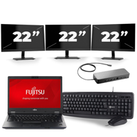 Fujitsu LifeBook E548 - Intel Core i5-8e Generatie - 14 inch - 16GB RAM - 256GB SSD - Windows 11 + 3x 22 inch Monitor - thumbnail