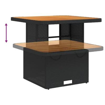 5-delige Tuinset met kussens poly rattan zwart