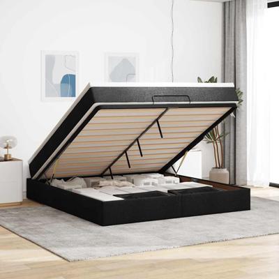 Ottoman bed met matras 180x200cm stof zwart