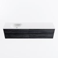 MONDIAZ VICA 200cm badmeubel onderkast Antracite 4 lades. Wastafel MOON links 1 kraangat, kleur Talc. - thumbnail
