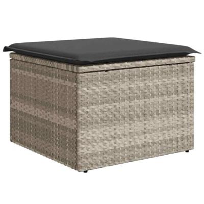 8-delige Loungeset met kussens poly rattan lichtgrijs