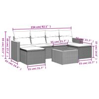 7-delige Loungeset met kussens poly rattan zwart - thumbnail