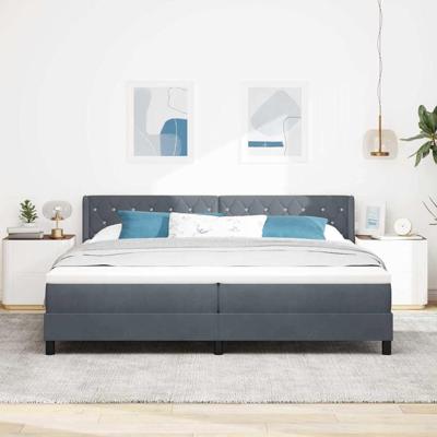 Boxspringbed met Matras Zwart 100x200 cm Fluweel Donkergrijs