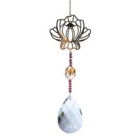 Regenboogkristal Druppel Wit met Lotus (30 cm) - thumbnail