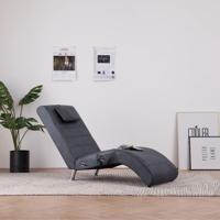 Massage chaise longue met kussen kunstsuède grijs - thumbnail