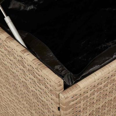 Tuinbox met wielen 110x55x73 cm poly rattan gemengd beige