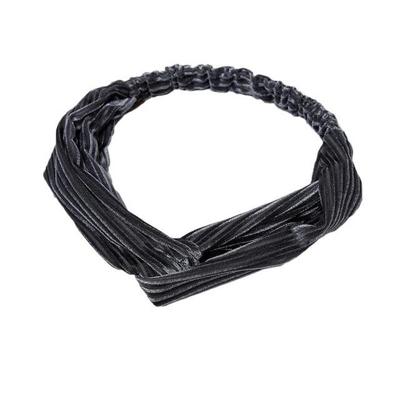2 PCS Fashion Velvet Wide Cross Knot Headbands Women Elastic Hair Bands(Gray)