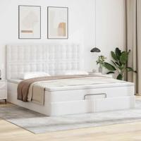 Ottoman bed met matras en LED's 180x200cm kunstleer wit - thumbnail