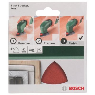 Bosch Accessories 2609256A45 Deltaschuurpapier Met klittenband, Ongeperforeerd Korrelgrootte (num) 120 Hoekmaat 82 mm 5 stuk(s)