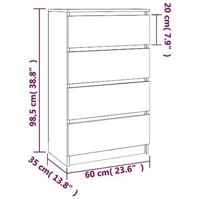Dressoir 60x35x98,5 cm bewerkt hout betongrijs