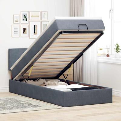 Ottoman bed met matras 90x200cm fluweel donkergrijs