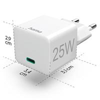 Hama Snellader USB-C PD/Qualcomm® Mini-oplader 25 W Wit - thumbnail