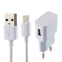 5V 2.1A Intellgent Identification USB Charger with 1m USB to 8 Pin Charging Cable EU Plug For iPhone X iPhone 8 iPhone 7 & 7 Plus iPhone 6 & 6s - thumbnail