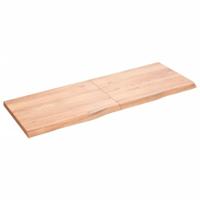 Wandschap 140x50x(2-4)cm behandeld massief eikenhout lichtbruin - thumbnail