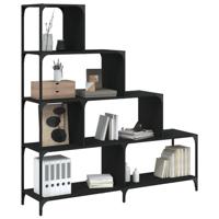 Boekenkast 4-laags 139x33,5x149 cm bewerkt hout zwart - thumbnail