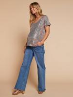 T-shirt voor zwangerschap en borstvoeding met pailletten meerkleurig - thumbnail