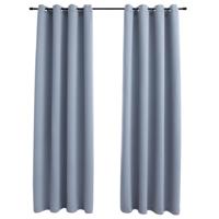 VidaXL Gordijn verduisterend met metalen ringen 2 st 140x175 cm grijs - thumbnail