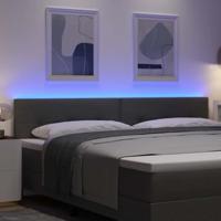 LED-hoofdbord met LED -striplichten Donkergrijs 200 cm Stof - thumbnail
