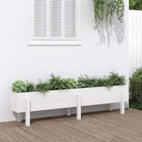 VidaXL Plantenbak verhoogd 160x30x38 cm massief grenenhout wit - thumbnail