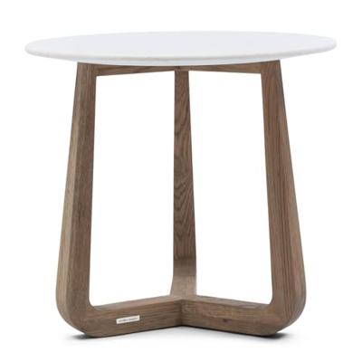 Rivièra Maison Ronde Bijzettafel 'Casone' Marmer en eikenhout, 60cm