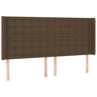 Hoofdbord met randen 203x16x118/128 cm stof donkerbruin - thumbnail