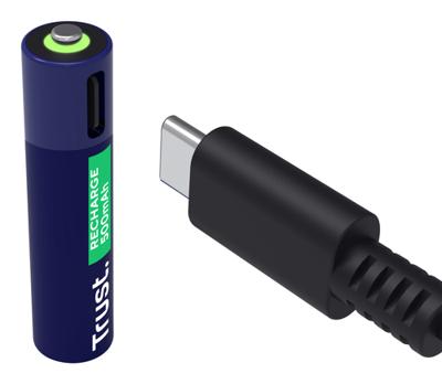 Trust Via USB-C oplaadbare AAA-batterijen (2 stuks) Batterij Blauw - thumbnail